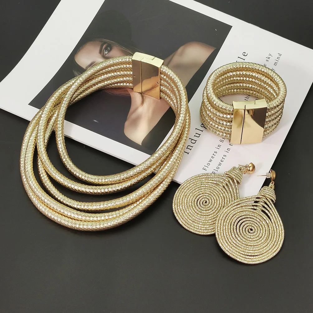 Elegant Motivat Multi-layered Necklace with BONUS Earrings + Bracelet