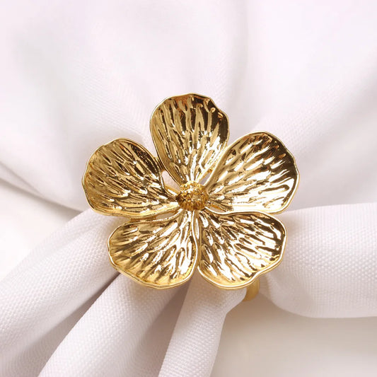 6PCS Plum Blossom Napkin Buckle, Bloom Napkin Ring,Flower Types Decoration Napkin Holder for Hotel Parties Feast Dining Table