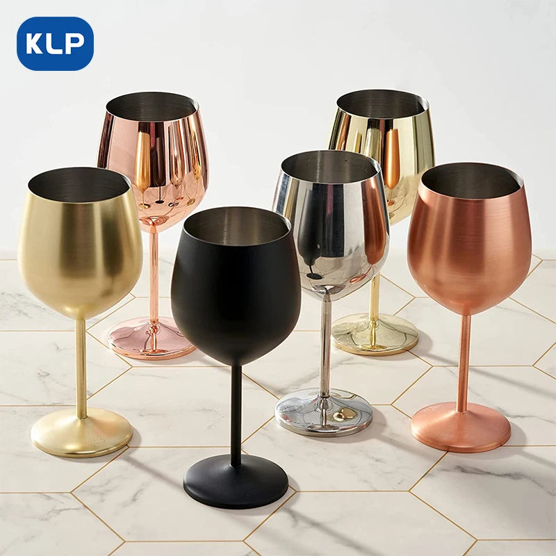 KLP Stainless Steel Wine Glass 18 oz  Unbreakable Wine Glasses Elegant Modern Stainless Steel Wine Tumbler for Drinking Goblets