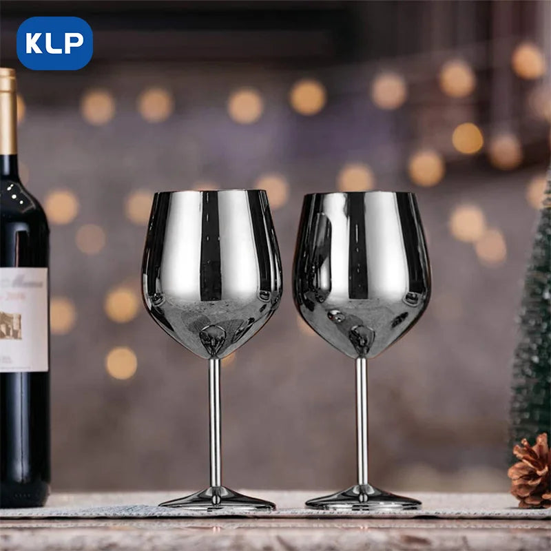 KLP Stainless Steel Wine Glass 18 oz  Unbreakable Wine Glasses Elegant Modern Stainless Steel Wine Tumbler for Drinking Goblets